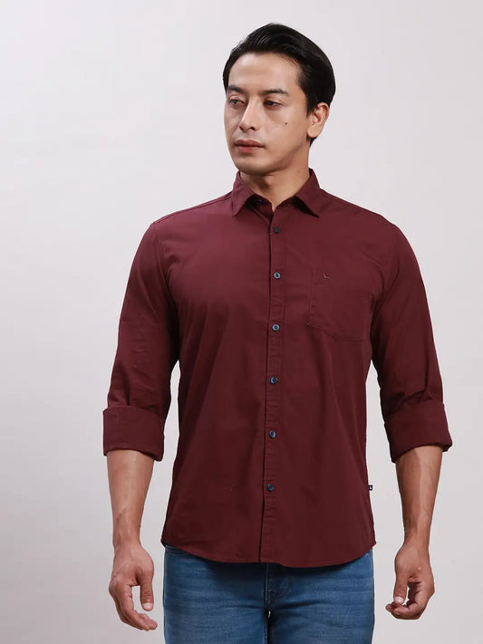 Parx Men Grey Slim Fit Solid Cotton Full Sleeve Cutaway Collar Shirts