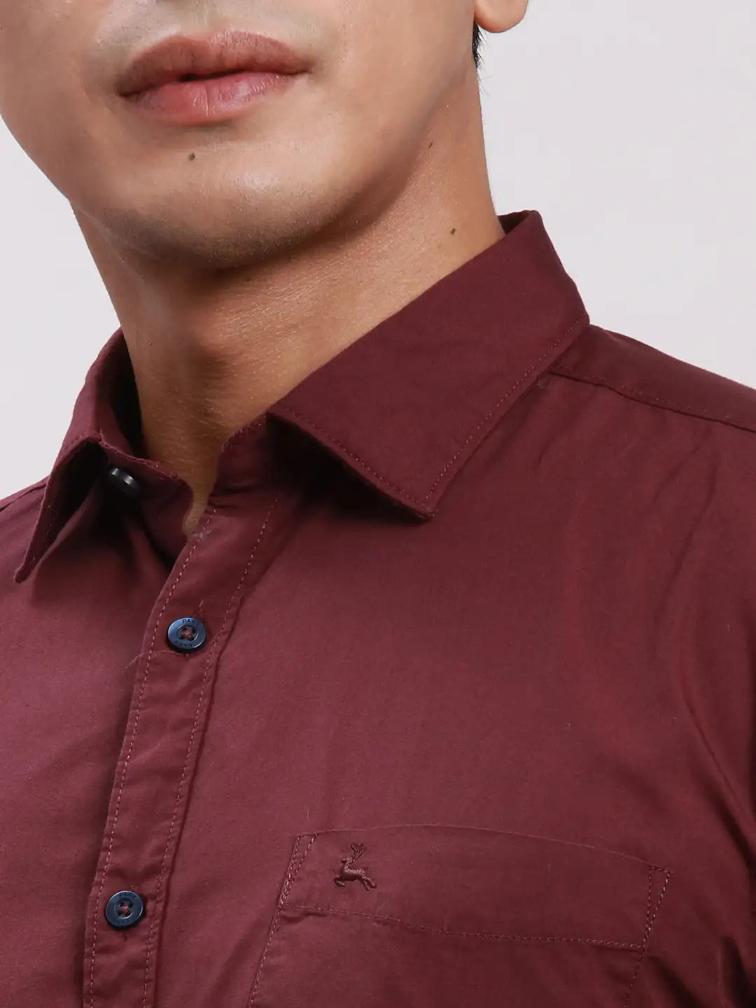 Parx Men Grey Slim Fit Solid Cotton Full Sleeve Cutaway Collar Shirts