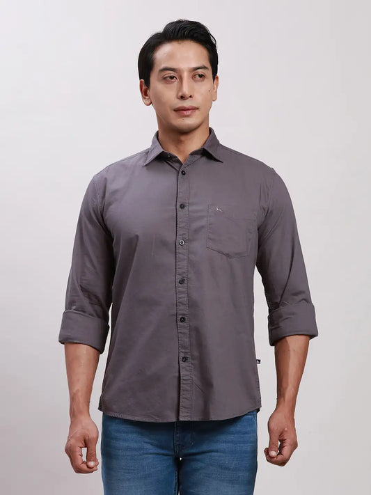 Parx Men Black Slim Fit Solid Cotton Full Sleeve Cutaway Collar Shirts
