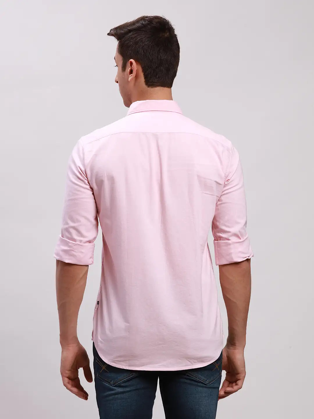 Parx Men Red Slim Fit Solid Cotton Full Sleeve Cutaway Collar Shirts