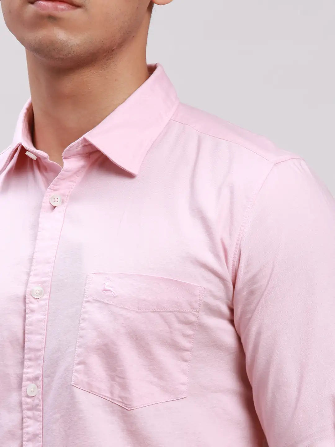Parx Men Red Slim Fit Solid Cotton Full Sleeve Cutaway Collar Shirts