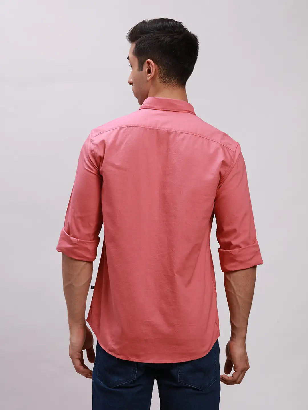 Parx Men Red Slim Fit Solid Cotton Full Sleeve Cutaway Collar Shirts