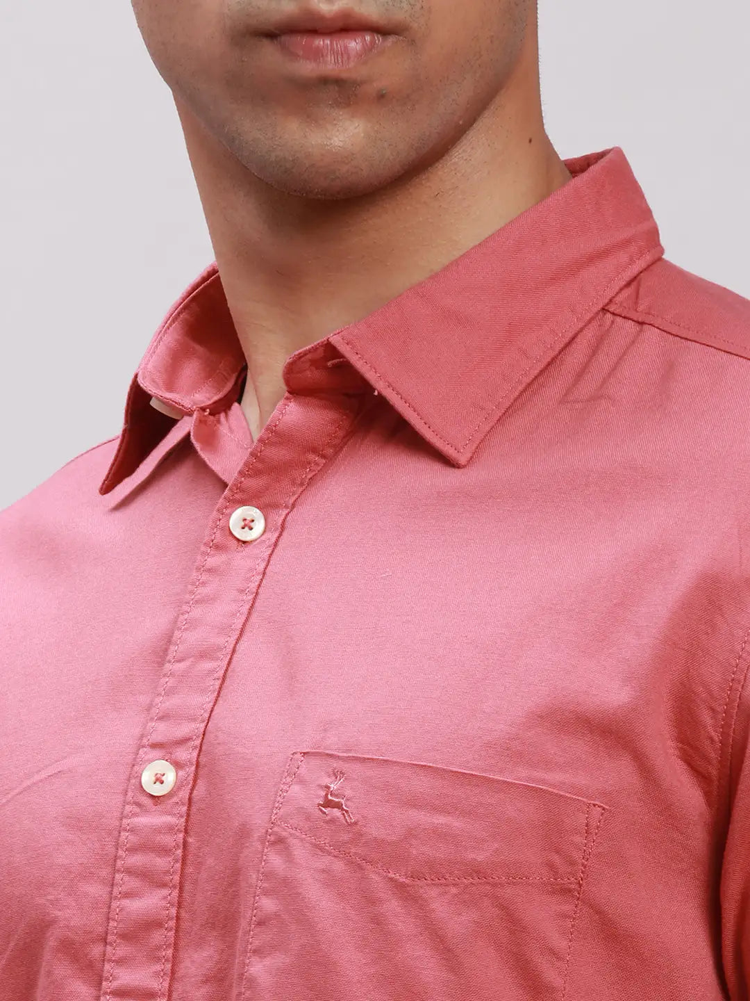 Parx Men Red Slim Fit Solid Cotton Full Sleeve Cutaway Collar Shirts