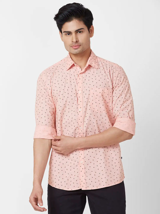 Parx Slim Fit Printed Medium Fawn Shirt