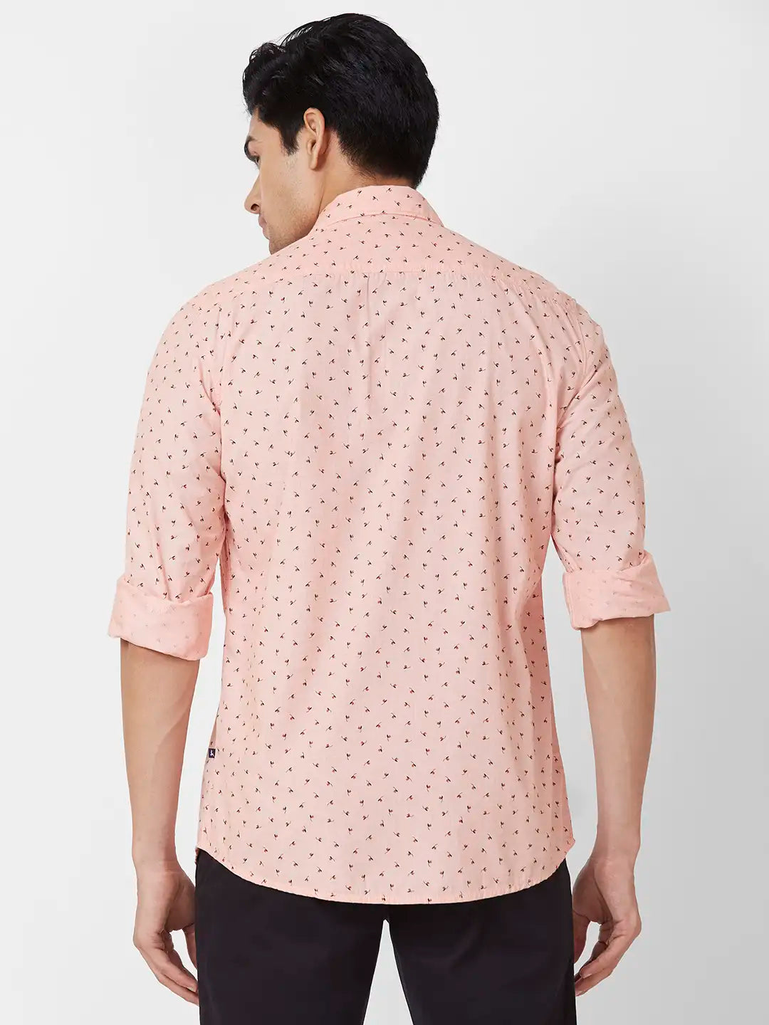 Parx Slim Fit Printed Medium Fawn Shirt
