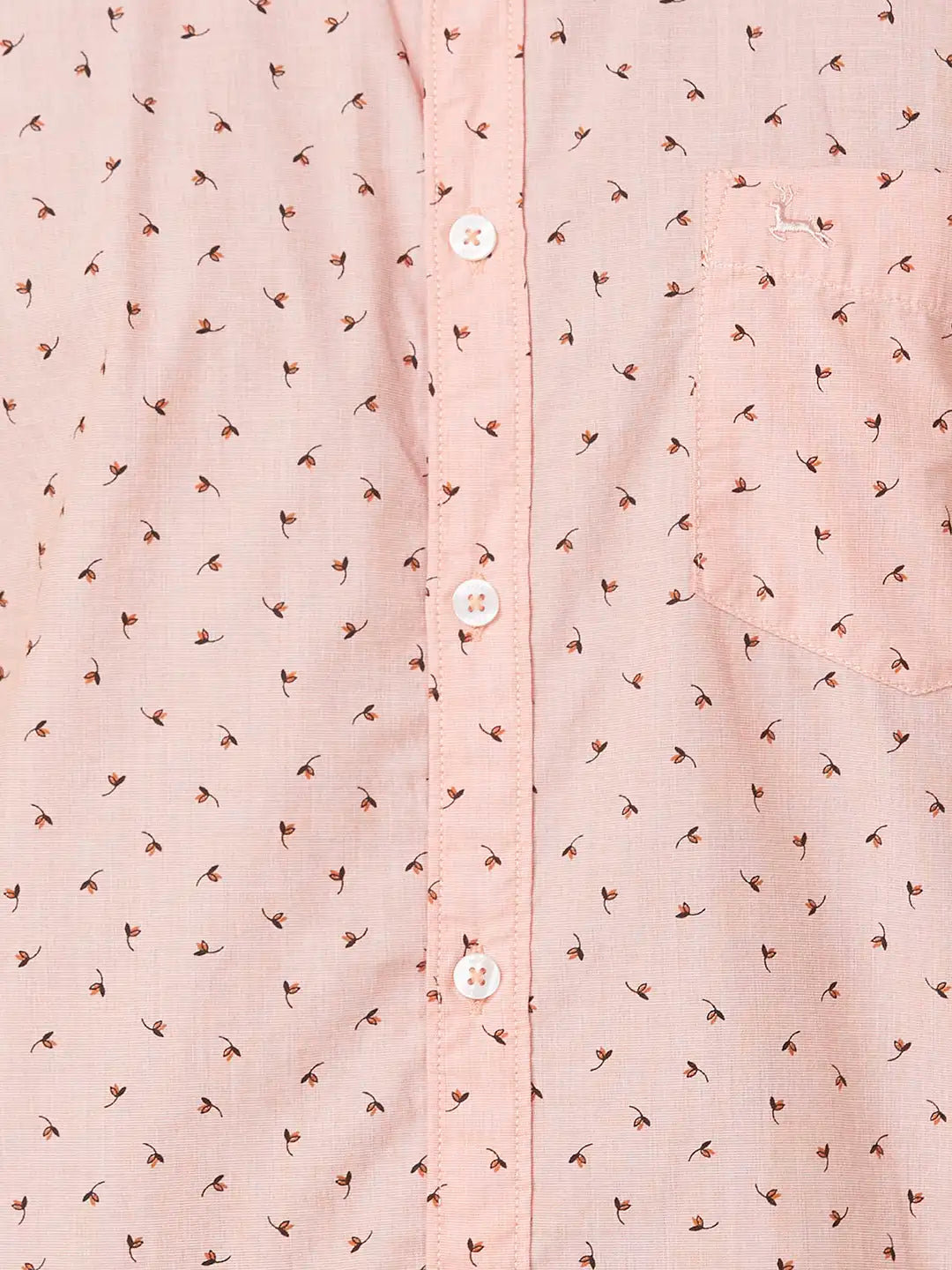 Parx Slim Fit Printed Medium Fawn Shirt