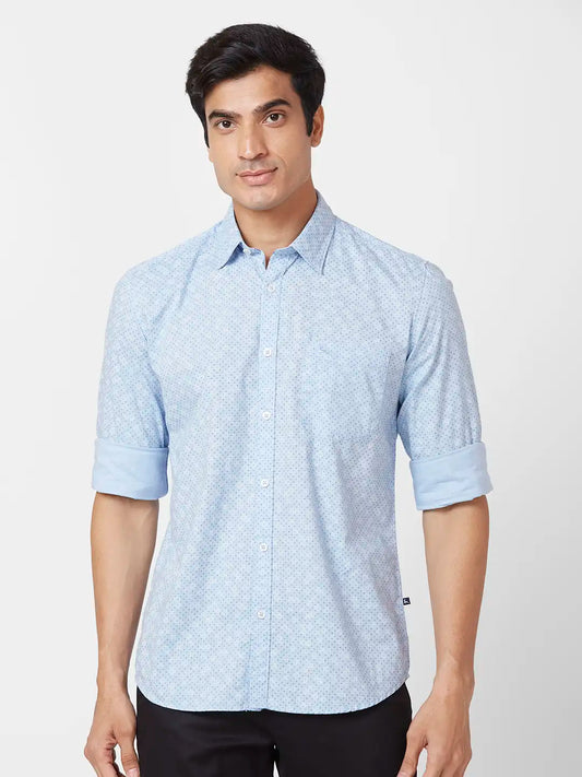 Parx Slim Fit Printed Dark Brown Shirt