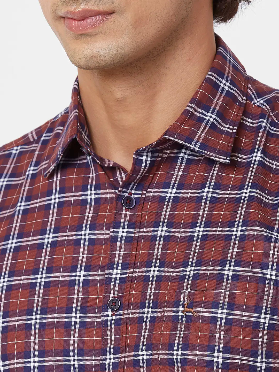 Parx Slim Fit Checkered Dark Green Shirt