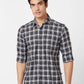 Parx Slim Fit Checkered Medium Blue Shirt
