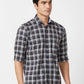 Parx Slim Fit Checkered Medium Blue Shirt
