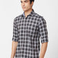 Parx Slim Fit Checkered Medium Blue Shirt