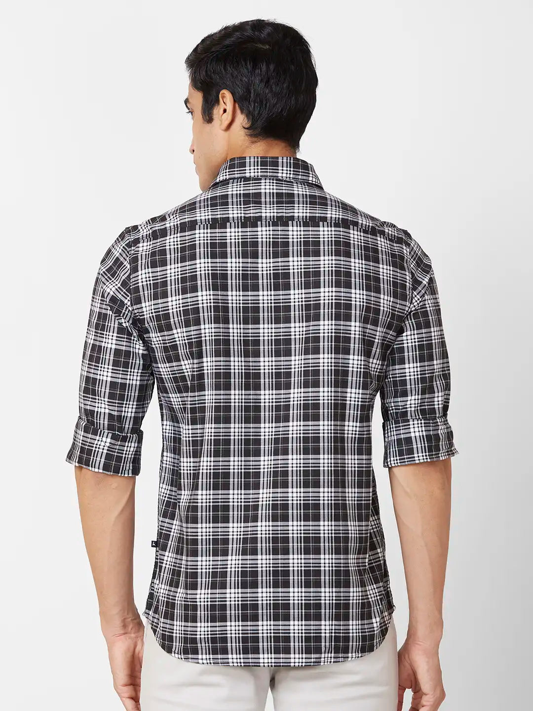 Parx Slim Fit Checkered Medium Blue Shirt