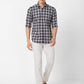 Parx Slim Fit Checkered Medium Blue Shirt