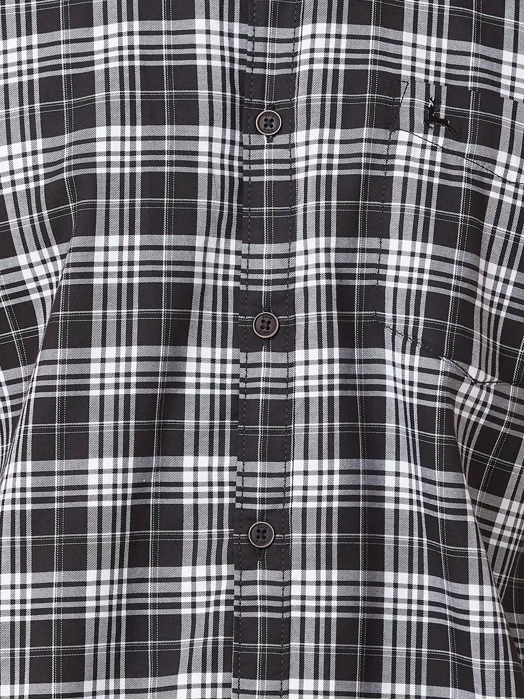 Parx Slim Fit Checkered Medium Blue Shirt