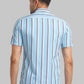 Parx Men Blue Printed Slim Fit Cotton Half Sleeve Cut Away Collar Shirt