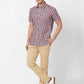 Parx Men Orange Solid Slim Fit Cotton Half Sleeve Cutaway Collar Shirt
