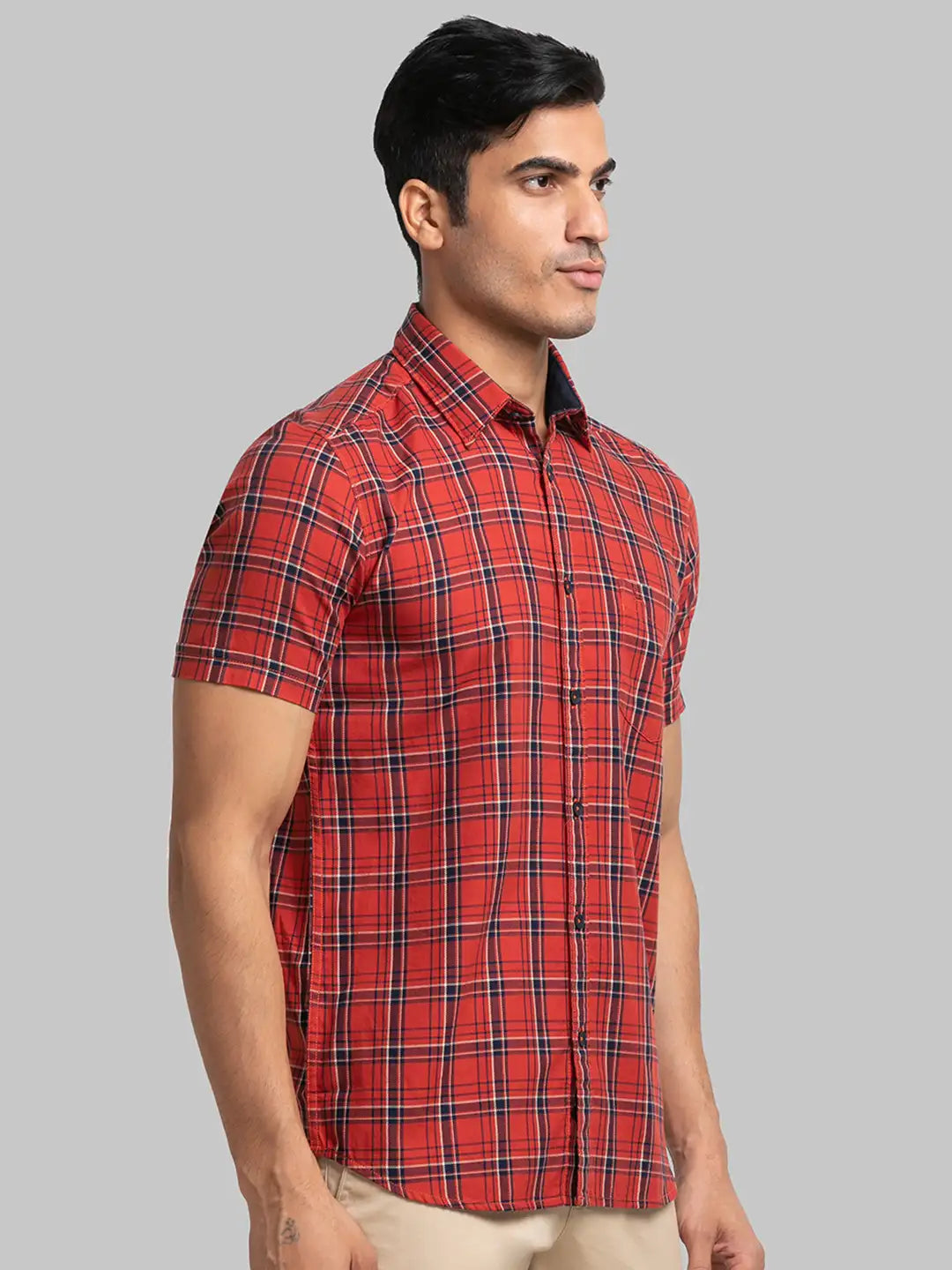 Parx Men Yellow Print Slim Fit Cotton Half Sleeve Shirt