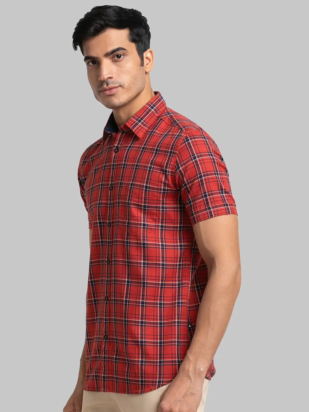 Parx Men Yellow Print Slim Fit Cotton Half Sleeve Shirt