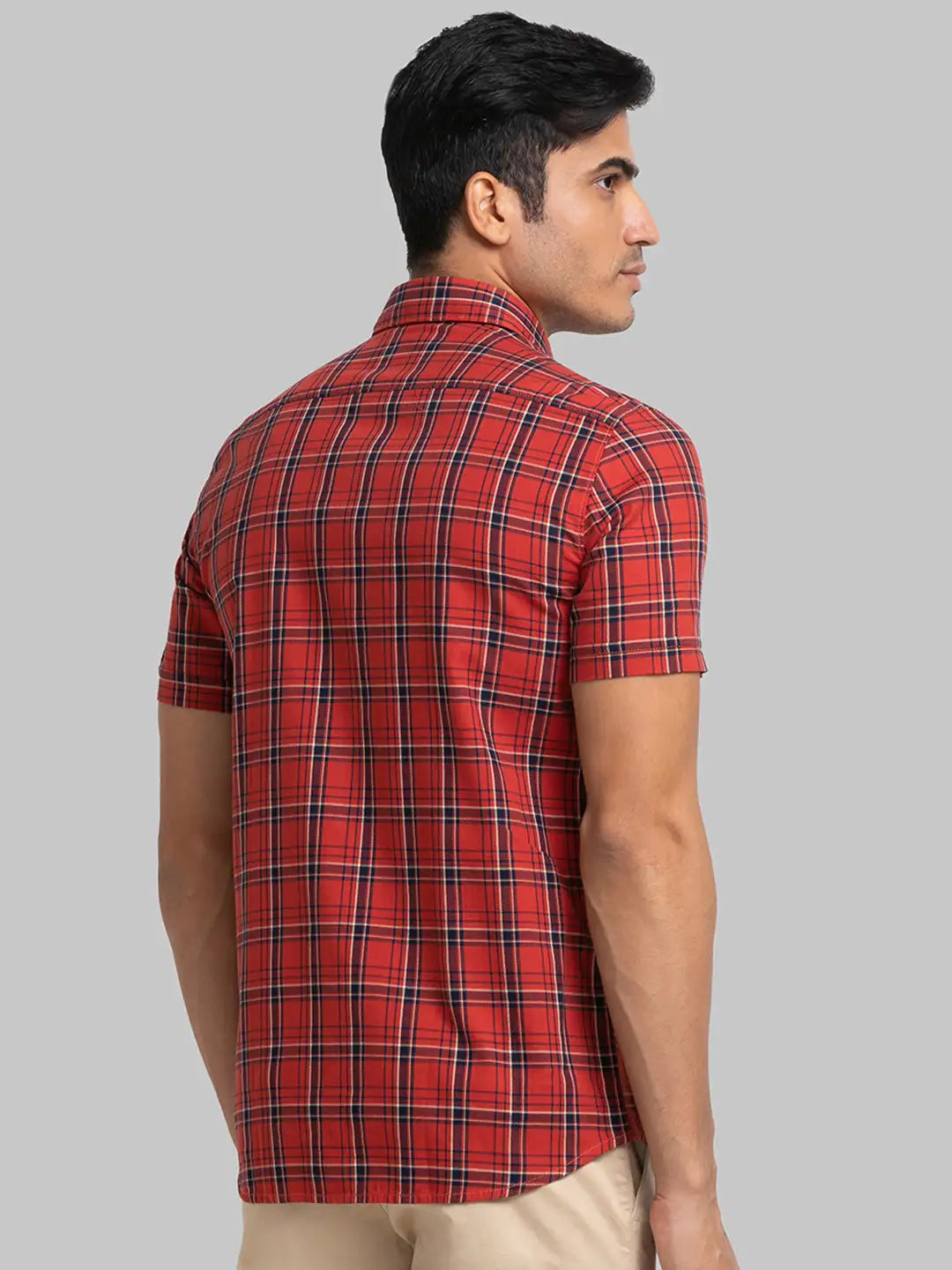 Parx Men Yellow Print Slim Fit Cotton Half Sleeve Shirt