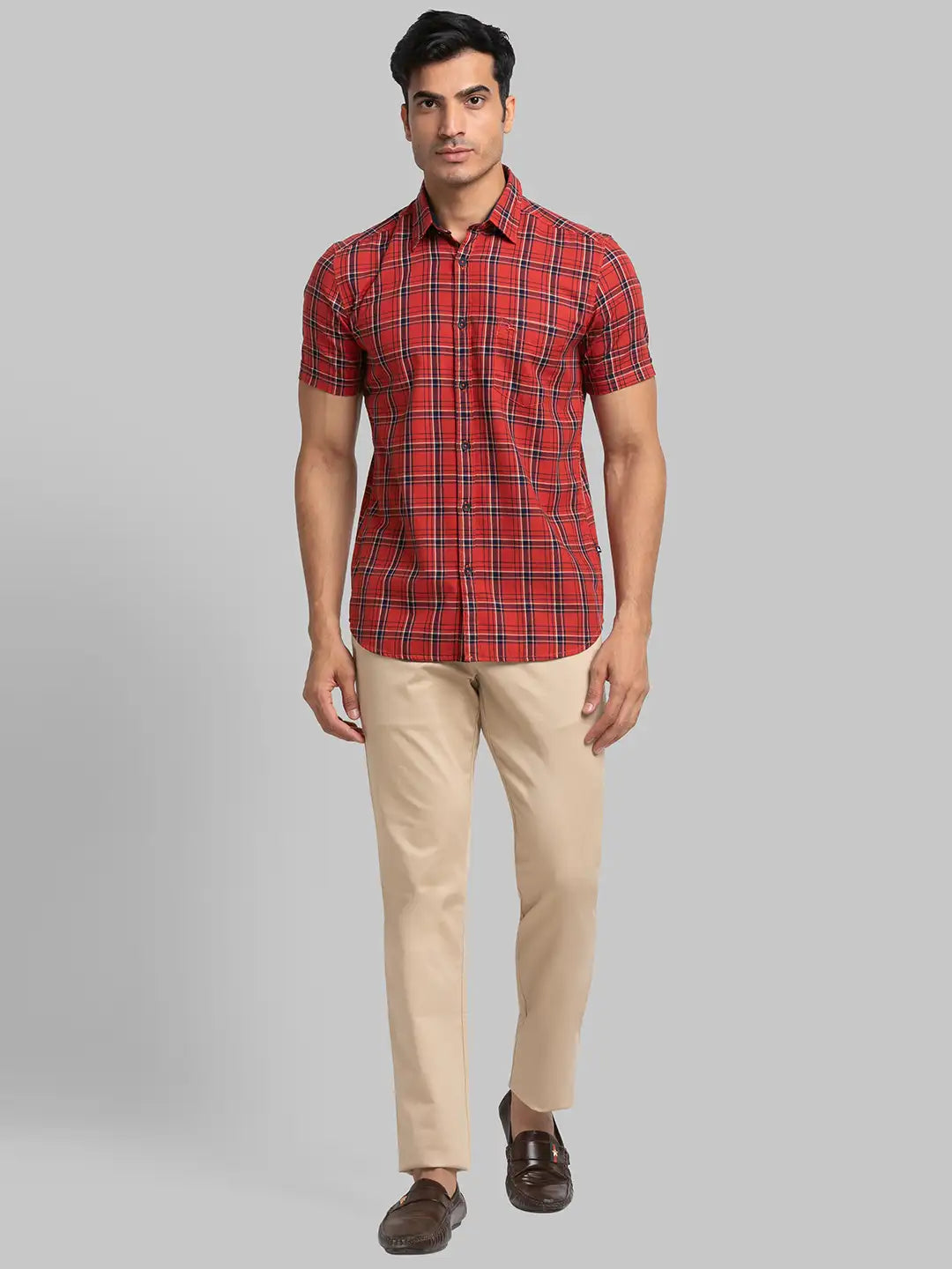 Parx Men Yellow Print Slim Fit Cotton Half Sleeve Shirt