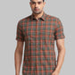 Parx Men Green Checks Slim Fit Cotton Half Sleeve Cutaway Collar Shirt