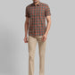 Parx Men Green Checks Slim Fit Cotton Half Sleeve Cutaway Collar Shirt