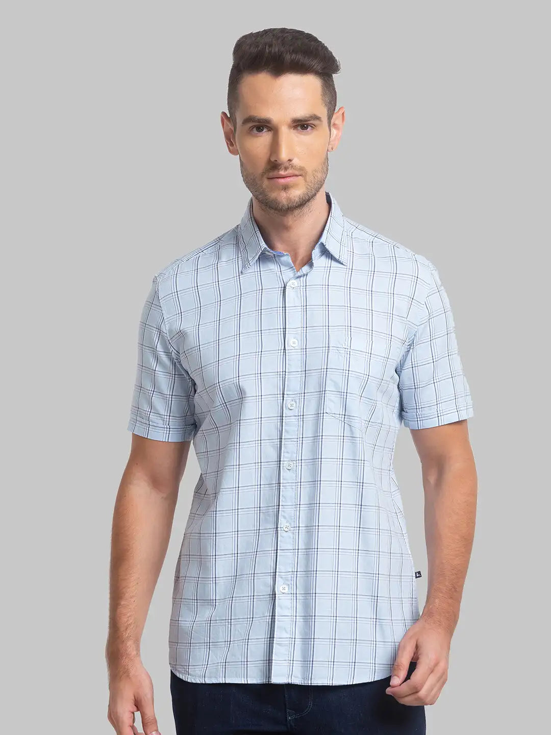 Men Slim Fit Light Grey Shirt