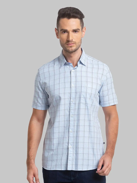 Men Slim Fit Light Grey Shirt