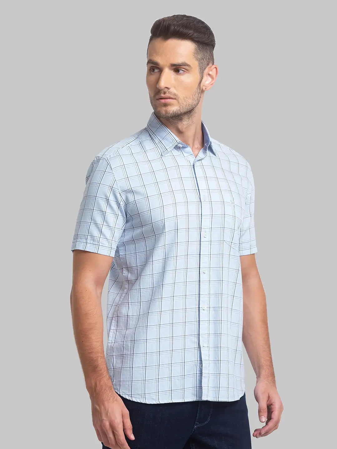 Men Slim Fit Light Grey Shirt