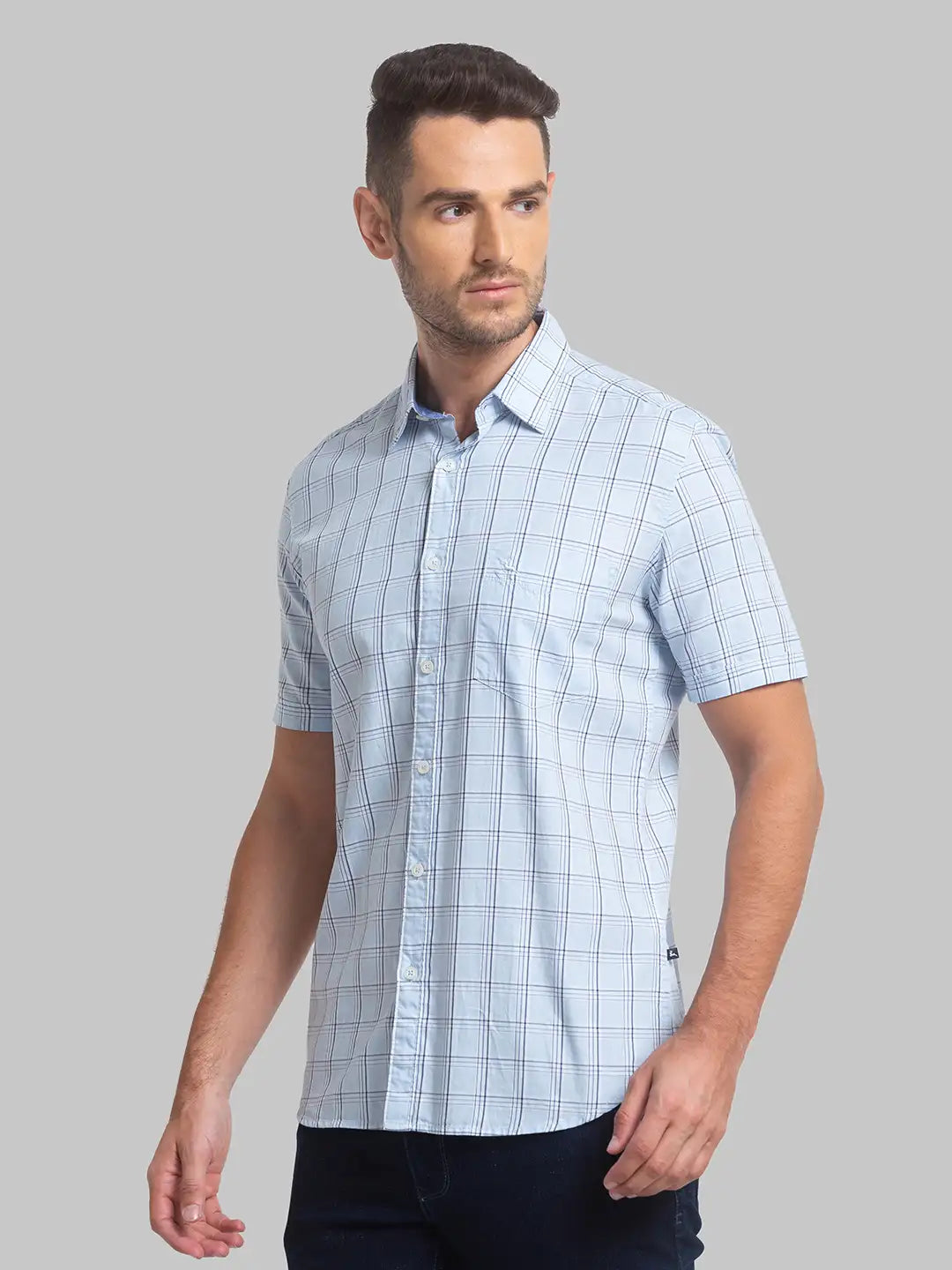 Men Slim Fit Light Grey Shirt