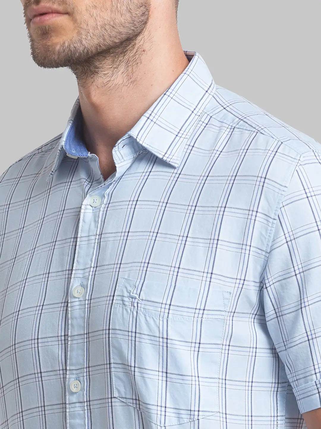 Men Slim Fit Light Grey Shirt