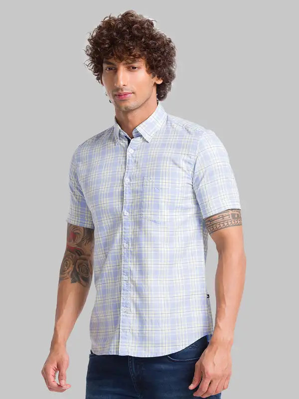 Men Slim Fit Blue Shirt