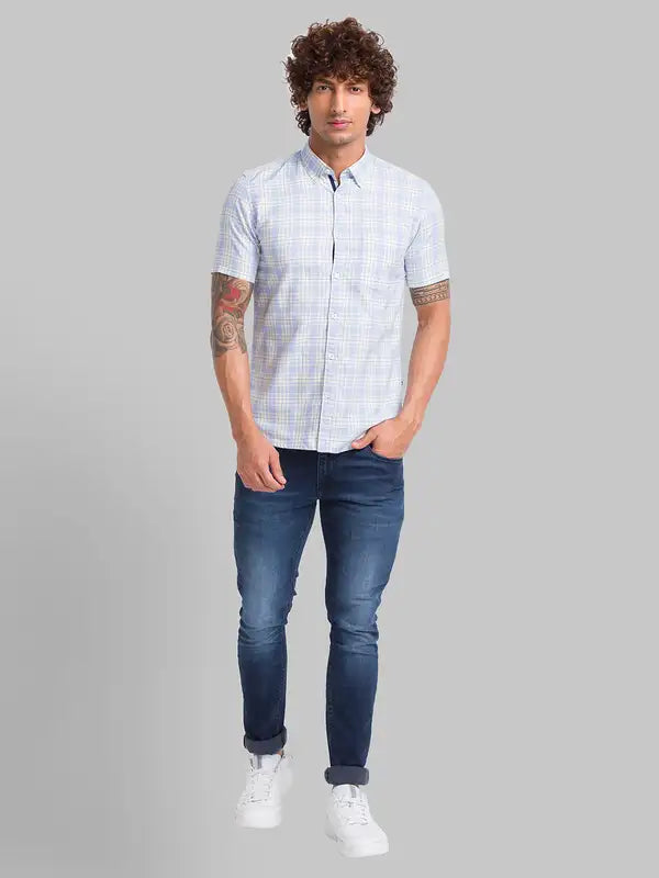 Men Slim Fit Blue Shirt