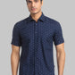 Parx Men Blue Solid Slim Fit Cotton Half Sleeve Shirts