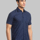 Parx Men Blue Solid Slim Fit Cotton Half Sleeve Shirts