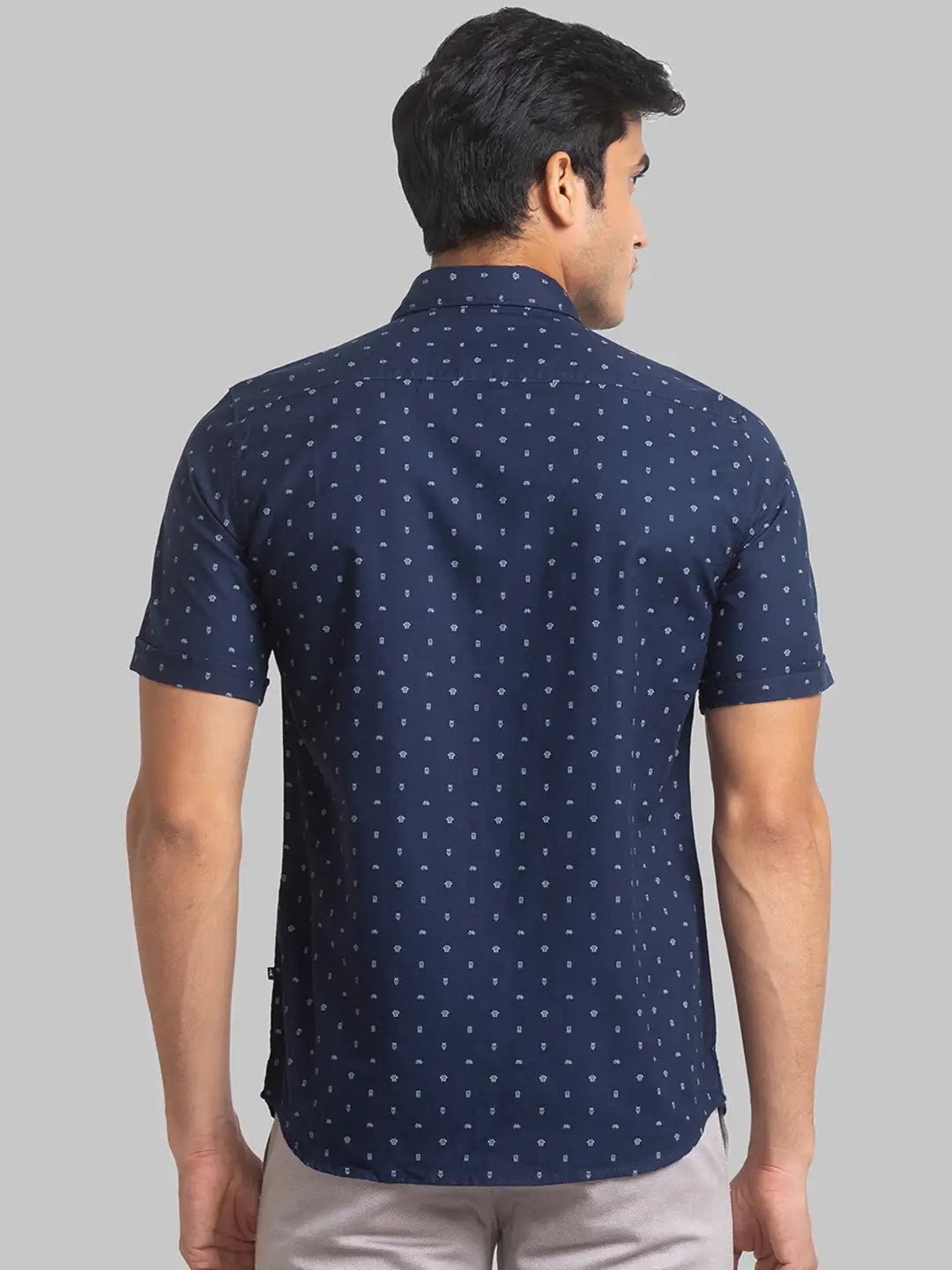 Parx Men Blue Print Slim Fit Cotton Half Sleeve Shirts – MyRaymond