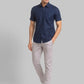 Parx Men Blue Solid Slim Fit Cotton Half Sleeve Shirts