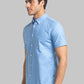 Parx Men Blue Print Slim Fit Cotton Half Sleeve Shirts