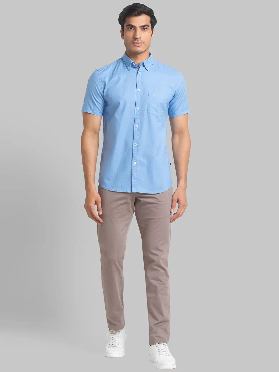 Parx Men Blue Print Slim Fit Cotton Half Sleeve Shirts