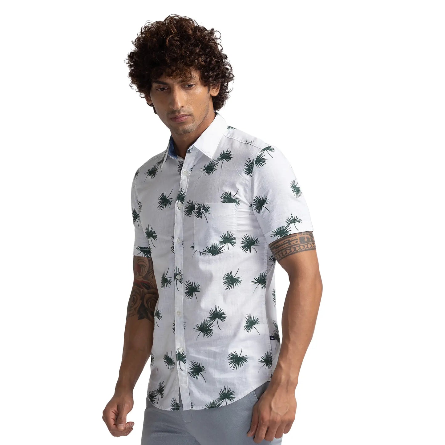 Men Slim Fit Blue Shirt