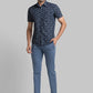 parx Men Grey Yarn Dyed Low Rise Tapered Fit Cotton Blend Trousers