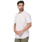 Parx Men Green Print Slim Fit Cotton Half Sleeve Cutaway Collar Shirt
