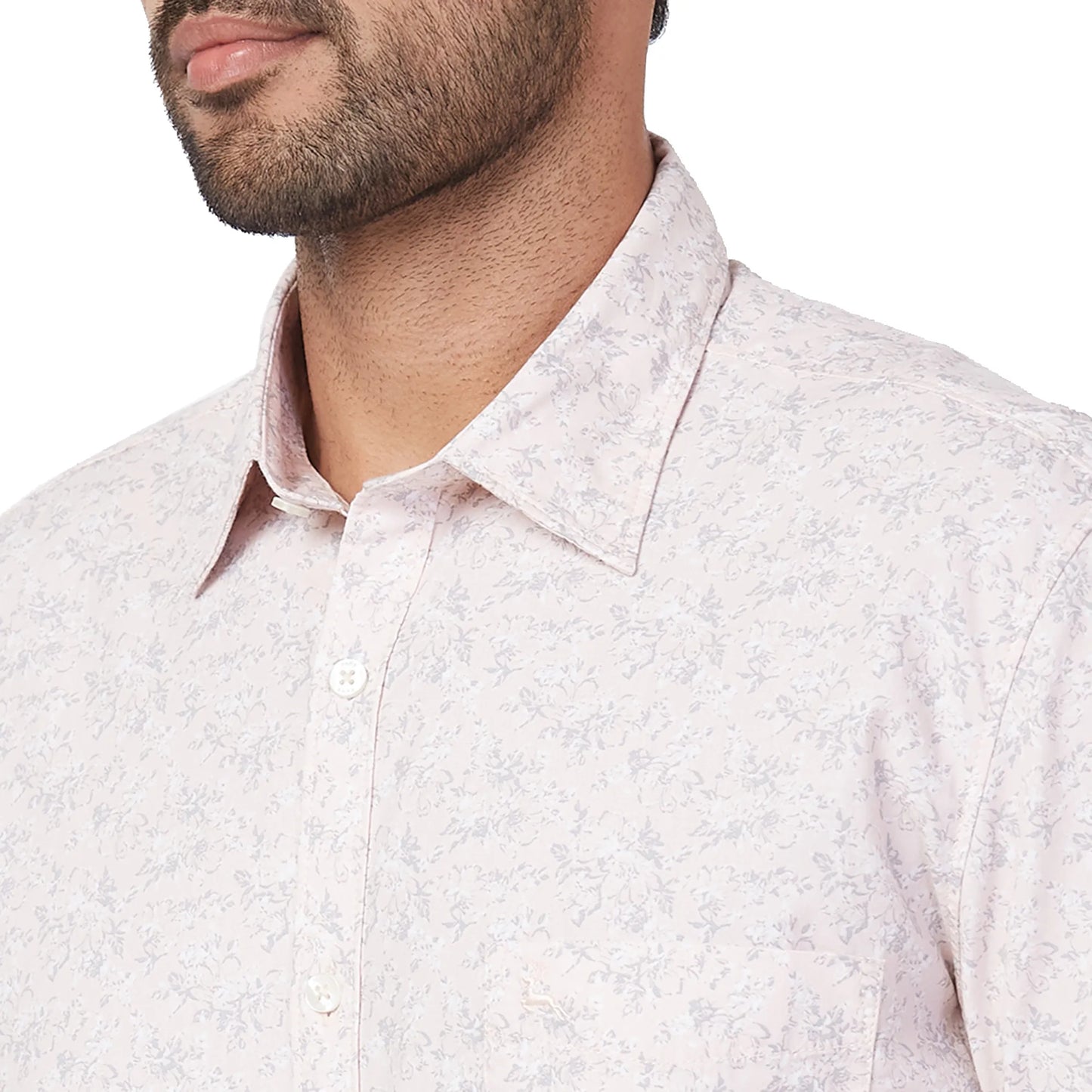 Parx Men Green Print Slim Fit Cotton Half Sleeve Cutaway Collar Shirt