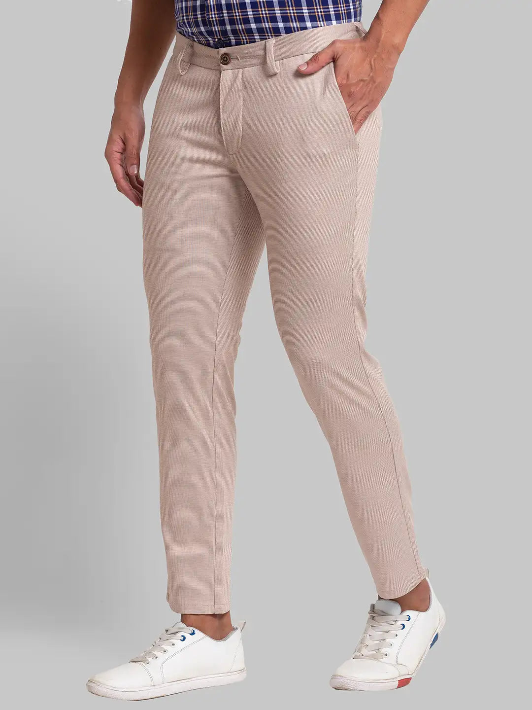 Men Tapered Fit Fawn Trouser