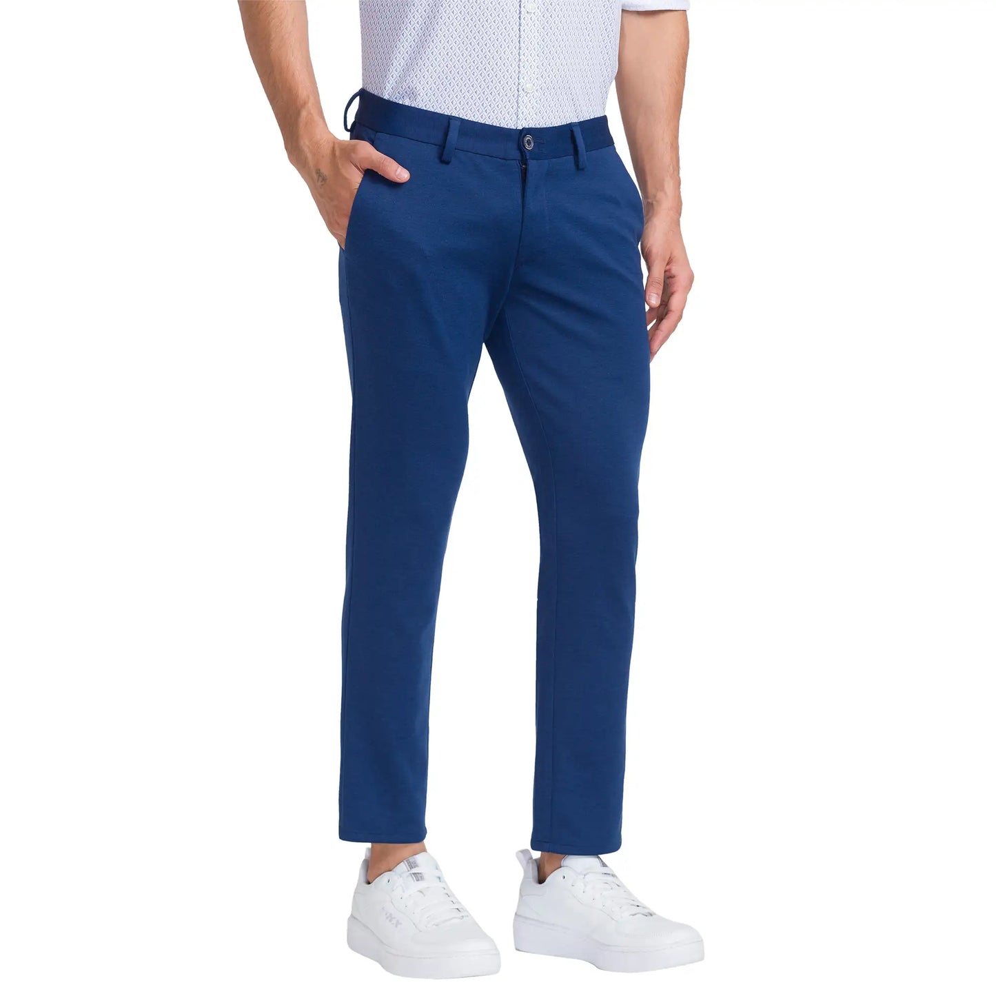 Men Slim Fit Blue Trouser