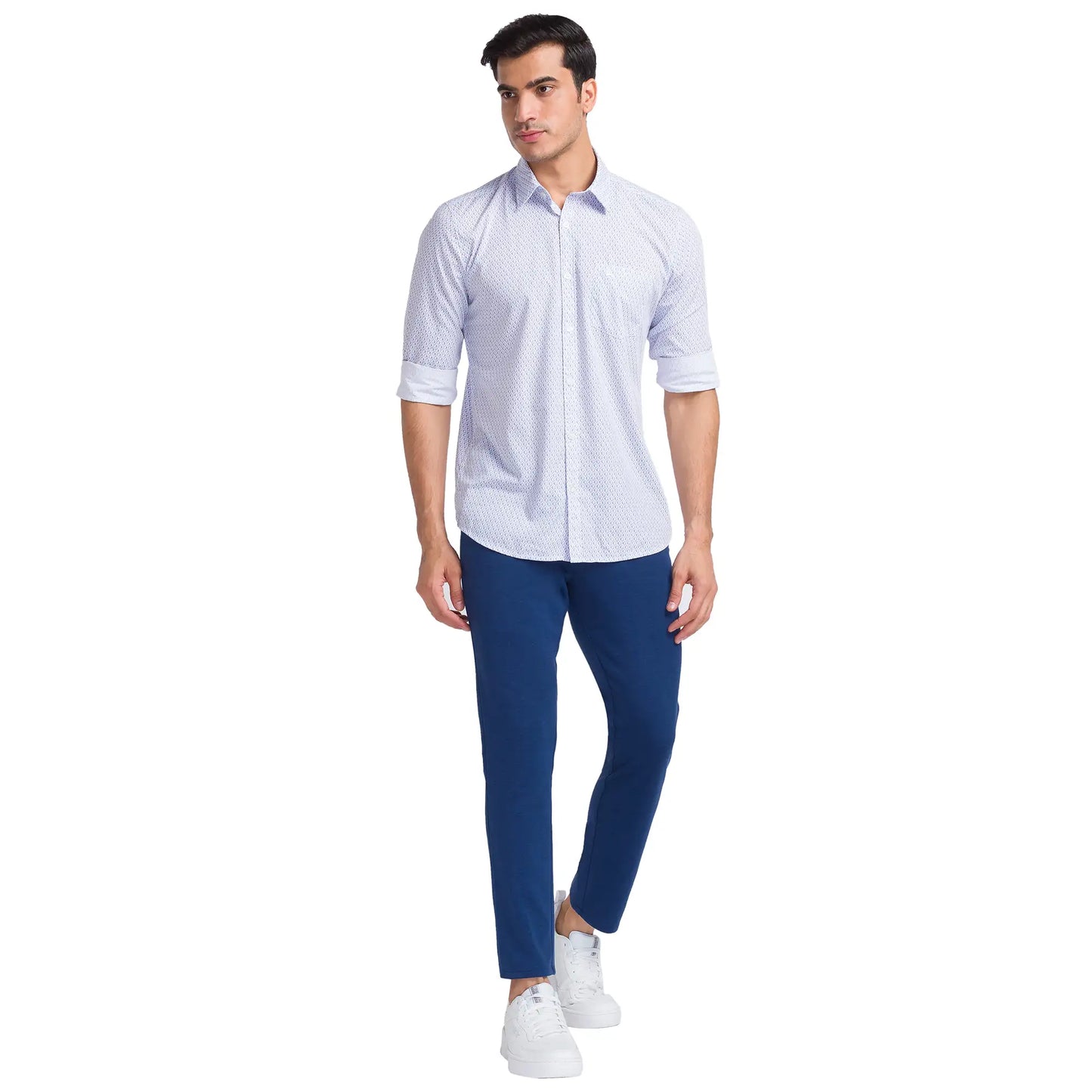 Men Slim Fit Blue Trouser