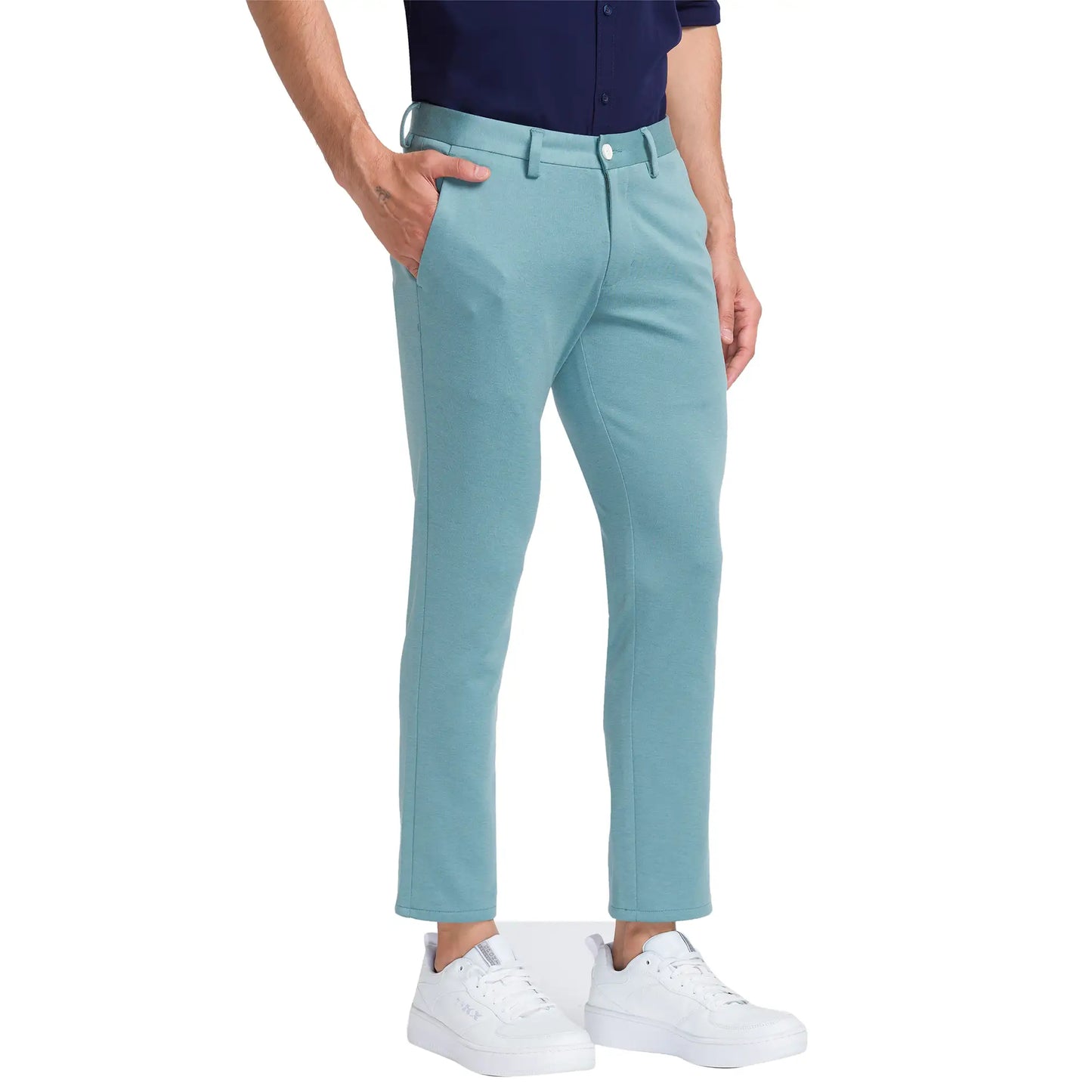 Men Green Super Slim Fit Solid Terylene Blend Trouser – MyRaymond