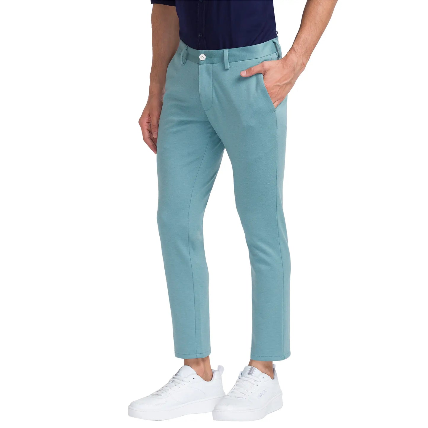 Men Slim Fit Blue Trouser