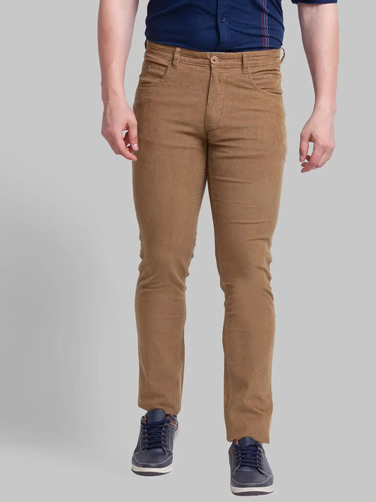Men Tapered Fit Khaki Trouser