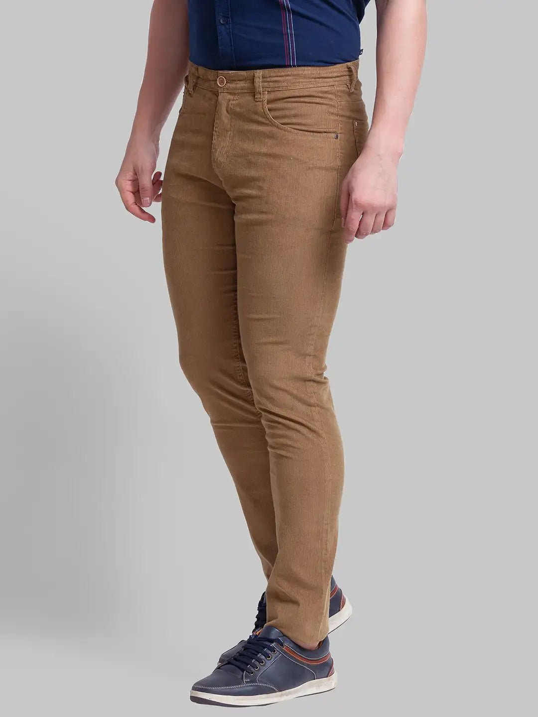 Men Tapered Fit Khaki Trouser